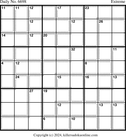 Killer Sudoku for 4/20/2024