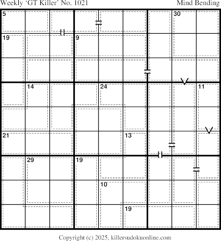 Greater Than Killer Sudoku for the week starting 11/3/2025
