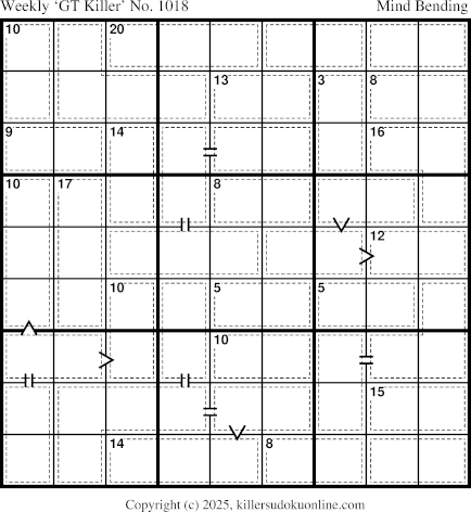 Greater Than Killer Sudoku for the week starting 10/13/2025