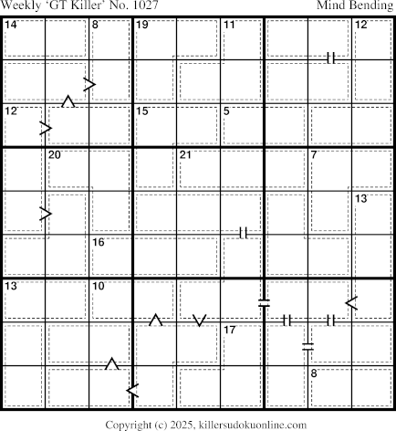 Greater Than Killer Sudoku for the week starting 12/15/2025