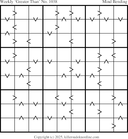 Greater Than Sudoku for the week starting 10/13/2025