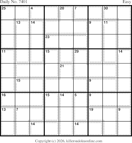Killer Sudoku for 3/25/2026
