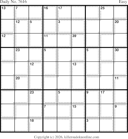 Killer Sudoku for 10/26/2026