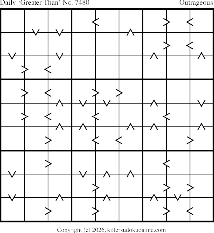 Greater Than Sudoku for  10/7/2026