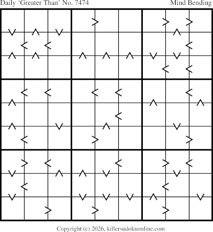 Greater Than Sudoku for  10/1/2026
