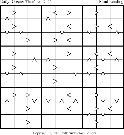 Greater Than Sudoku for  10/2/2026