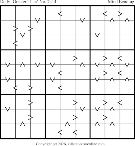 Greater Than Sudoku for  8/2/2026