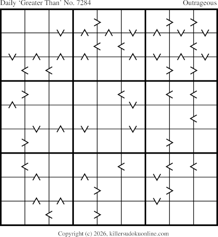 Greater Than Sudoku for  3/25/2026