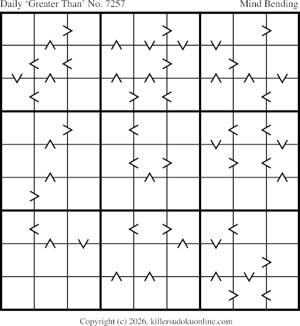 Greater Than Sudoku for  2/26/2026