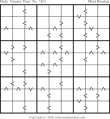 Greater Than Sudoku for  7/30/2026