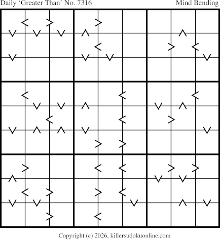 Greater Than Sudoku for  4/26/2026