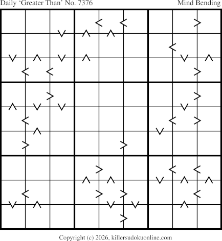 Greater Than Sudoku for  6/25/2026