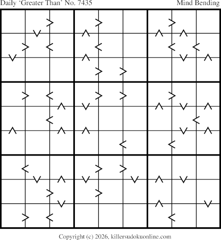 Greater Than Sudoku for  8/23/2026