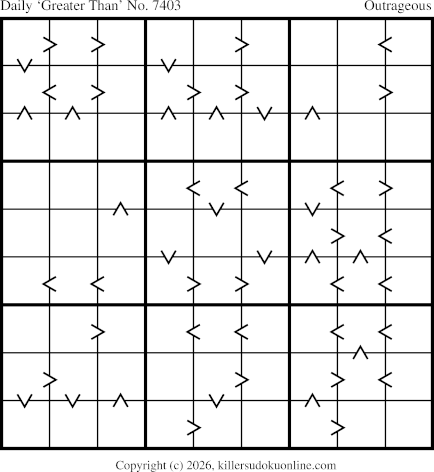 Greater Than Sudoku for  7/22/2026