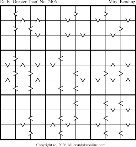 Greater Than Sudoku for  7/25/2026