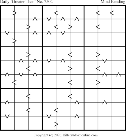 Greater Than Sudoku for  10/29/2026