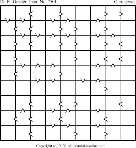 Greater Than Sudoku for  10/28/2026