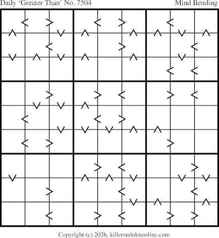 Greater Than Sudoku for  10/31/2026