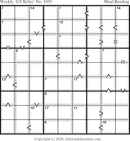 Greater Than Killer Sudoku for the week starting 7/6/2026