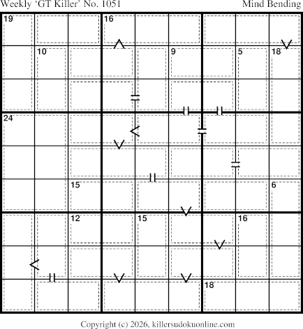 Greater Than Killer Sudoku for the week starting 6/8/2026