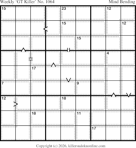 Greater Than Killer Sudoku for the week starting 9/7/2026