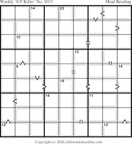 Greater Than Killer Sudoku for the week starting 2/2/2026