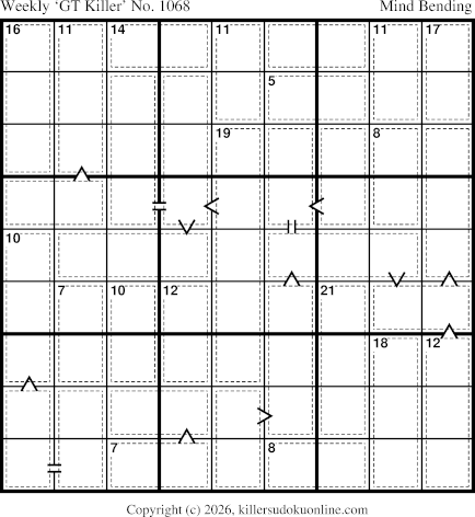 Greater Than Killer Sudoku for the week starting 10/5/2026