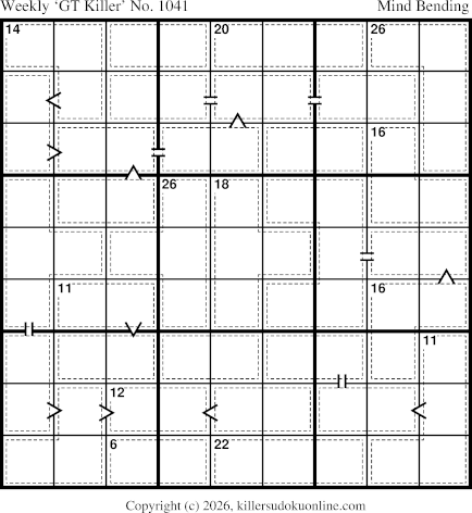 Greater Than Killer Sudoku for the week starting 3/30/2026
