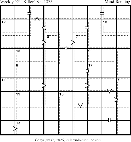 Greater Than Killer Sudoku for the week starting 2/16/2026