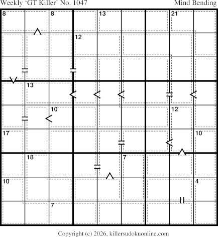 Greater Than Killer Sudoku for the week starting 5/11/2026