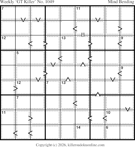 Greater Than Killer Sudoku for the week starting 5/25/2026
