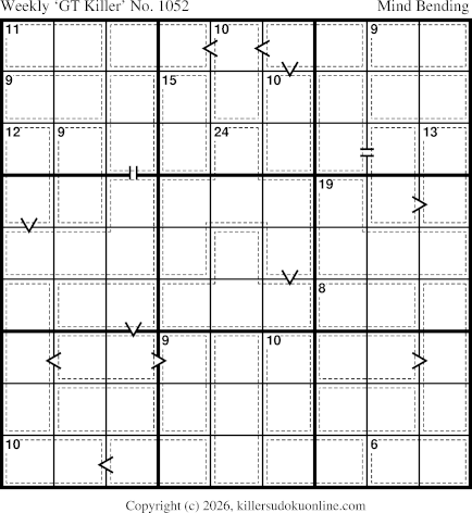 Greater Than Killer Sudoku for the week starting 6/15/2026