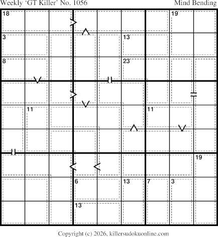 Greater Than Killer Sudoku for the week starting 7/13/2026