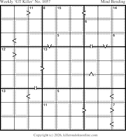 Greater Than Killer Sudoku for the week starting 7/20/2026