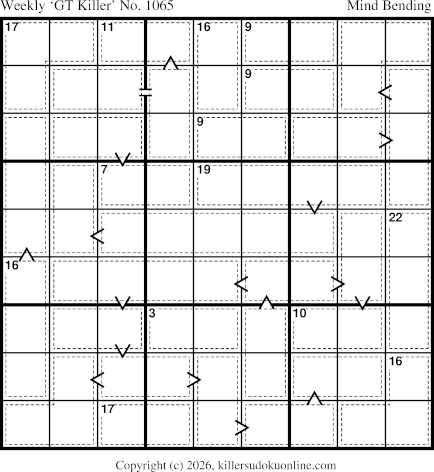 Greater Than Killer Sudoku for the week starting 9/14/2026