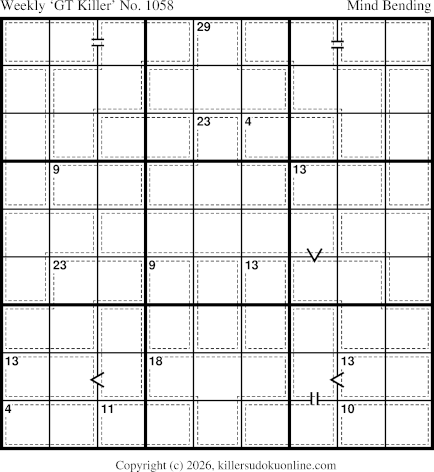 Greater Than Killer Sudoku for the week starting 7/27/2026