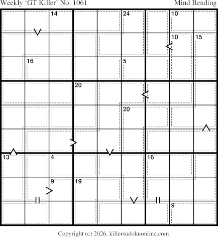 Greater Than Killer Sudoku for the week starting 8/17/2026