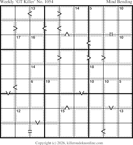 Greater Than Killer Sudoku for the week starting 6/29/2026