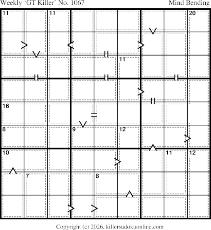Greater Than Killer Sudoku for the week starting 9/28/2026