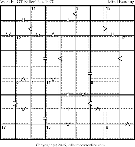 Greater Than Killer Sudoku for the week starting 10/19/2026