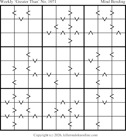 Greater Than Sudoku for the week starting 6/8/2026