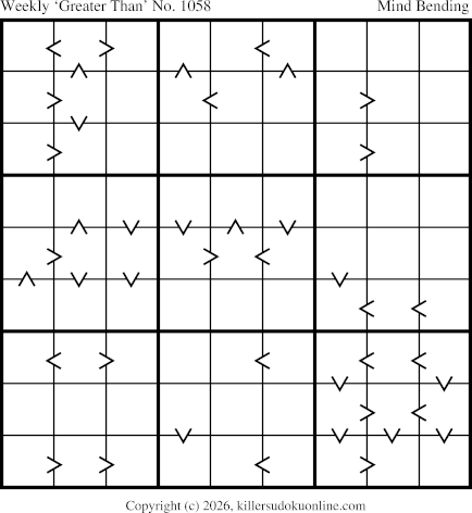 Greater Than Sudoku for the week starting 3/9/2026