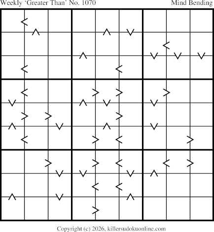 Greater Than Sudoku for the week starting 6/1/2026