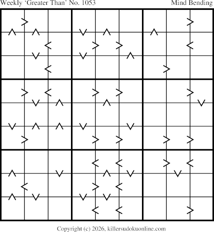 Greater Than Sudoku for the week starting 2/2/2026