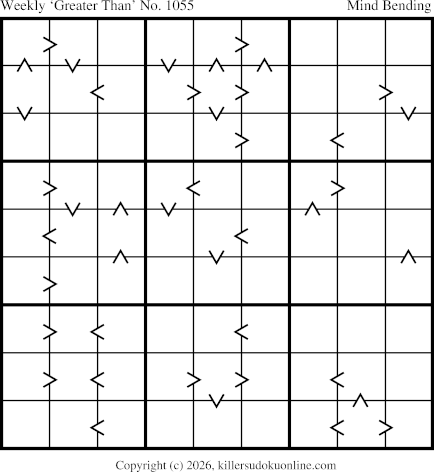 Greater Than Sudoku for the week starting 2/16/2026