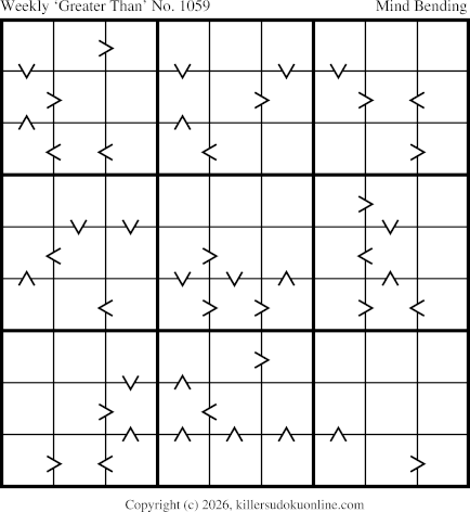 Greater Than Sudoku for the week starting 3/16/2026