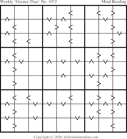 Greater Than Sudoku for the week starting 6/15/2026