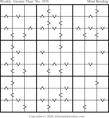 Greater Than Sudoku for the week starting 7/13/2026