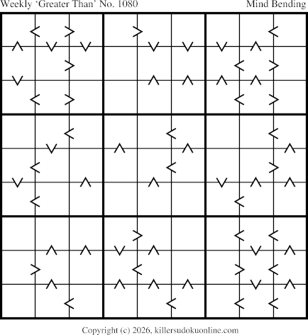 Greater Than Sudoku for the week starting 8/10/2026