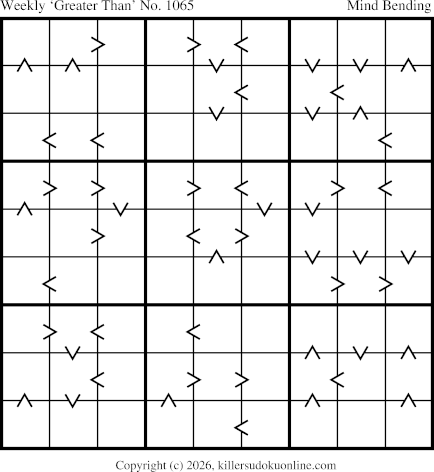 Greater Than Sudoku for the week starting 4/27/2026